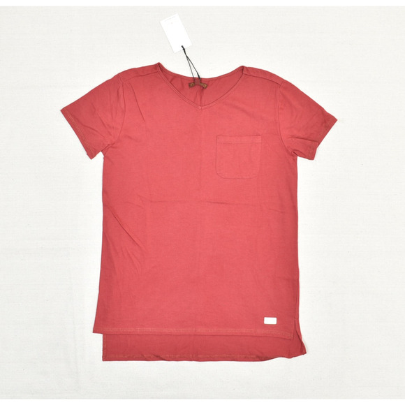 NEW 7 For All Mankind Women's T Shirt V Neck Short Sleeve Cotton Red Size XL - Picture 1 of 8